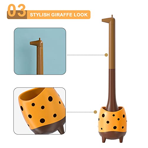 Giraffe-Shaped Toilet Brush and Holder Set - 360° Cleaning