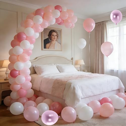 60-Piece Pink and White Latex Balloon Set for Parties