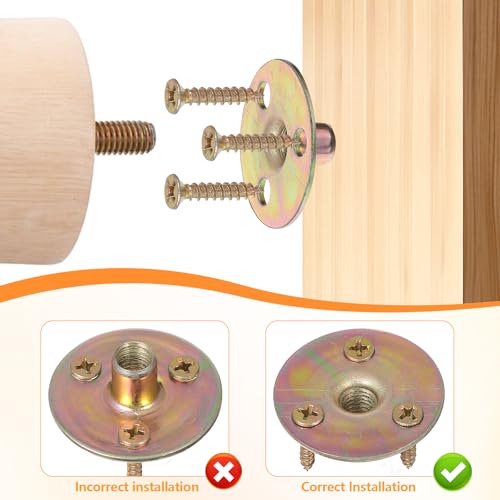 Exircy 4 Sets Furniture Leg Mounting Plates with Screws - 36mm Diameter