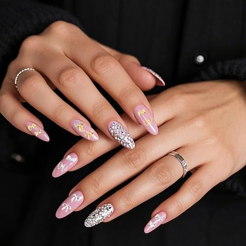 3D Alloy Bow Nail Charms Gold and Silver Bowknot Jewels for Manicure Art