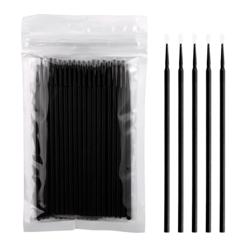 Seedew Microfiber Eyelash Extension Swabs - 50 Pcs Black Lash Wands