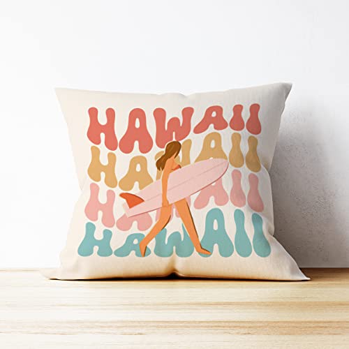 Mancheng-zi Beach Throw Pillow Cover, 18x18 Inch Hawaii Design, Beige