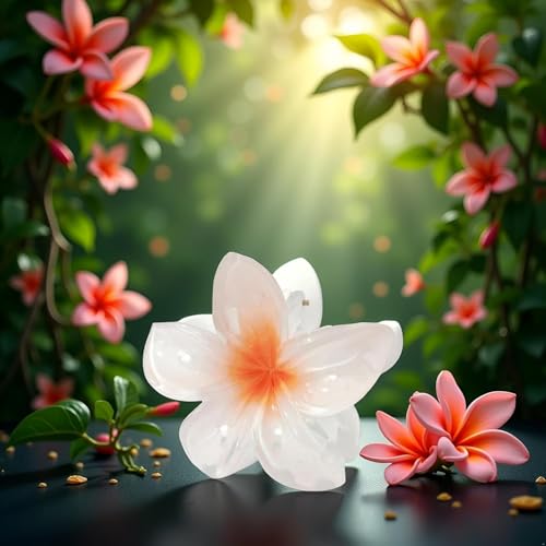 White Flower Hair Claw Clip - Hawaiian Plumeria Jaw Clip for Thin Hair