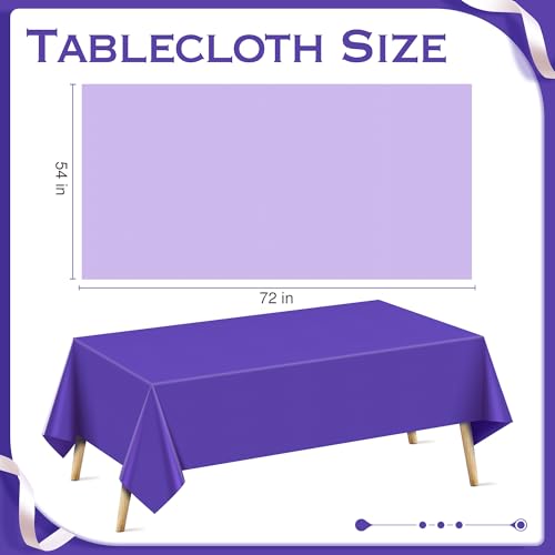 4 Pack Pink & Purple Rectangle Tablecloths - 54x72" Waterproof Plastic Covers for Parties & Events