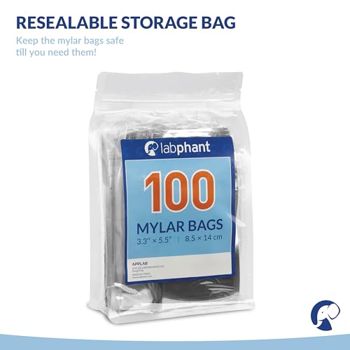 Resealable Mylar Bags with Zipper Seal - 3.3 x 5.5” | 100 Pack