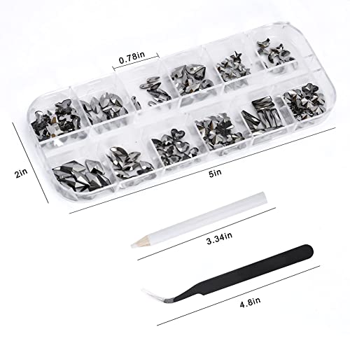 GAVIYE 120 Pcs Black Crystal Flatback Rhinestones Set with Tweezers and Pen for Nail Art, Crafts, and Tumblers