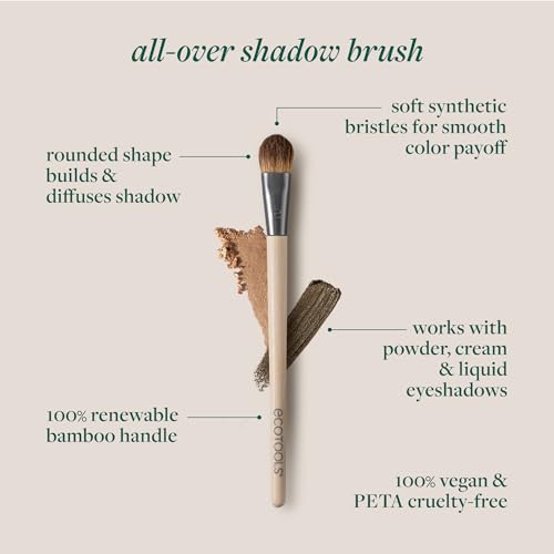 EcoTools All Over Eye Brush - Fluffy Vegan Eyeshadow Blending Brush