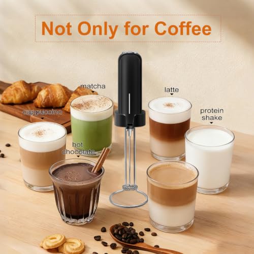 Battery Operated Handheld Milk Frother with Stand & Hook