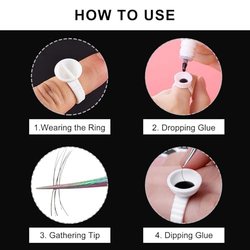 Romlon 300PCS Lash Glue Rings with Divider for Eyelash Extensions and Tattoo Ink