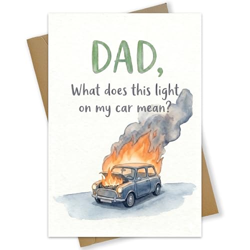 Funny Dad Birthday Card - Hilarious Car Joke for Dad | White