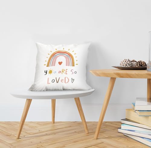 Boho Rainbow Decorative Throw Pillow Cover - 18"x18" Cushion for Kids Room