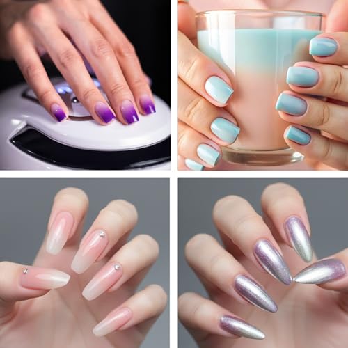 Axafazup 2 PCS Silicone Ombre Nail Art Brush & Chrome Powder Applicator