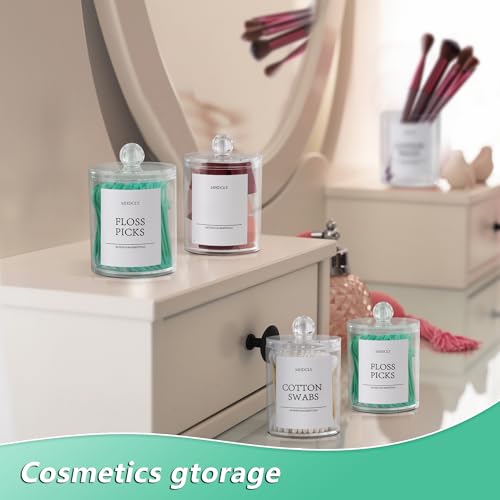4-Pack Clear Bathroom Storage Canisters with Lids and Labels