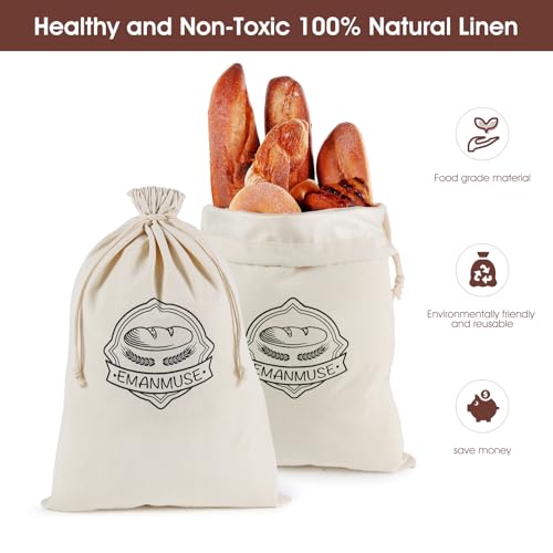 2 Pack Linen Bread Bags for Sourdough - TPU Lined Freshness