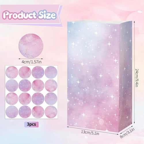 Woric 36PCS Pink & Purple Party Favor Bags with Stickers