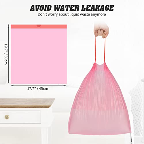 4 Gallon Drawstring Garbage Bags - 60 Count Pink Heavy-Duty Trash Bags