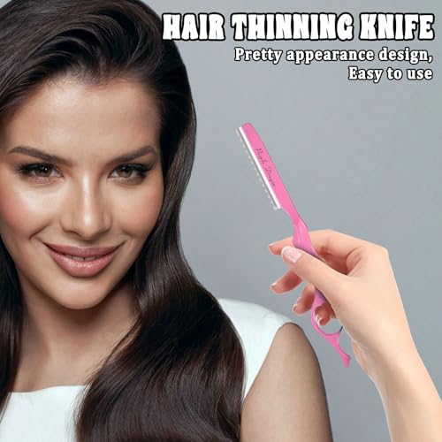 Dimioaoa Hair Thinning Razor Kit with 10 Blades Pink 6.89 Inch