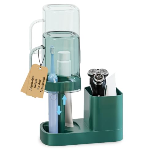 Compact Toothbrush Holder with Cup - 2 Slots Bathroom Organizer
