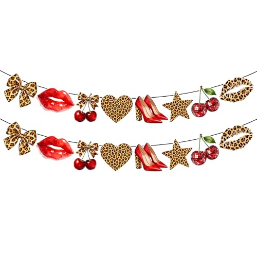 Cherry & Cheetah Print Banner - 2Pcs Party Decorations