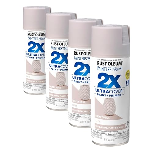 Rust-Oleum Painter's Touch 2X Ultra Cover Spray Paint, Satin Smokey Beige, 4 Pack
