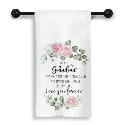 Rose Floral Kitchen Dish Towels - Grandma Gifts, 16x24 Inch