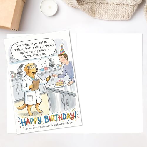 Funny Dog Birthday Card - Taste Tester Joke 5x7 Inch with Envelope