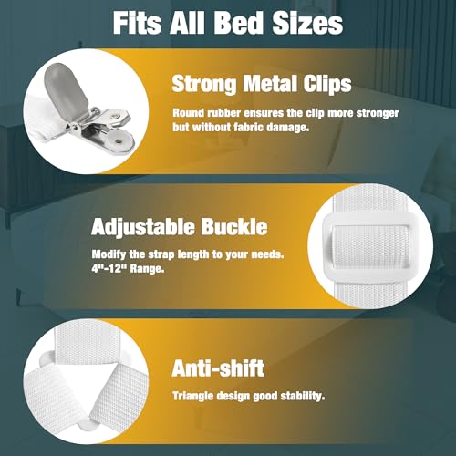 Triangle Style 4 Pack Adjustable Bed Sheet Fasteners with Clips