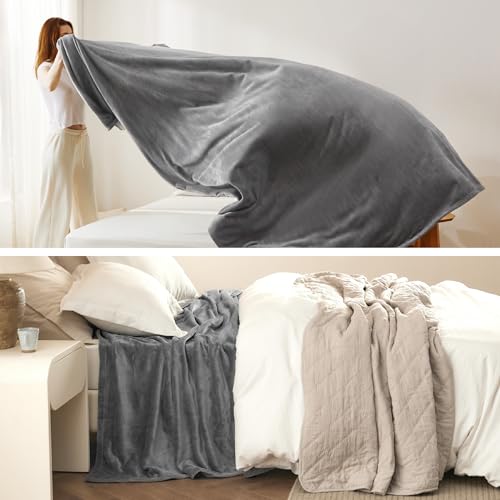 Bedsure GentleSoft Fleece Blanket - Large Grey (120x120 inches)