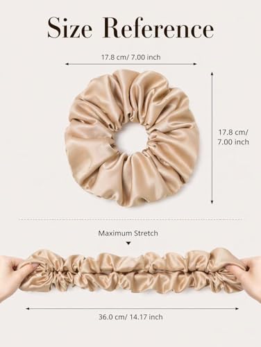 Large Satin Scrunchies 3 Pack - 7 Inch Oversized Hair Ties for Thick Hair