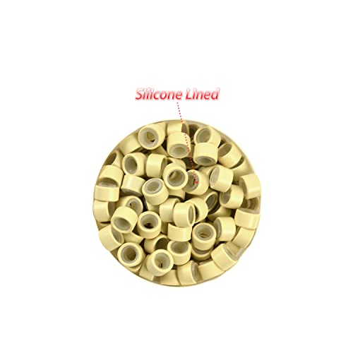 Silicone Lined Micro Rings Hair Extension Beads 5mm Blonde - 500 Pcs