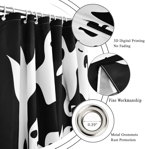 Halloween Shower Curtain - Black & White Spooky Ghosts, 72"