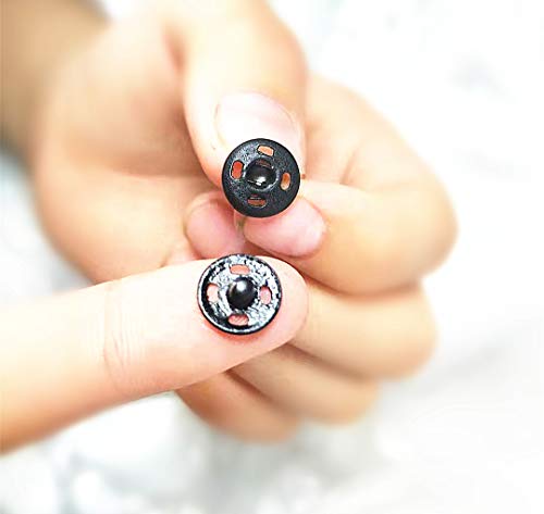 JOSDIOX 100 Sets Sew-On Snap Buttons, 10mm Black & Silver Fasteners