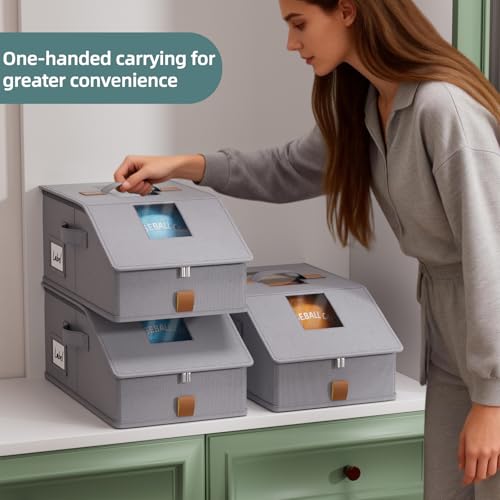 FHSQX Stackable Hat Organizer for 12 Caps - Deep Grey (17.7x9.1x7.1in)