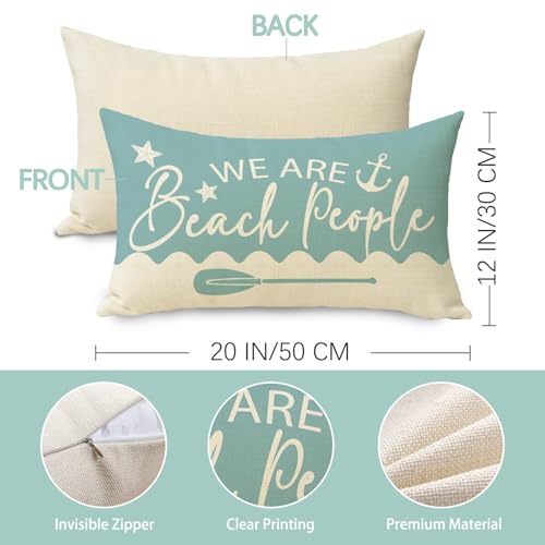 Coastal Nautical Blue Lumbar Throw Pillow Cover 12x20