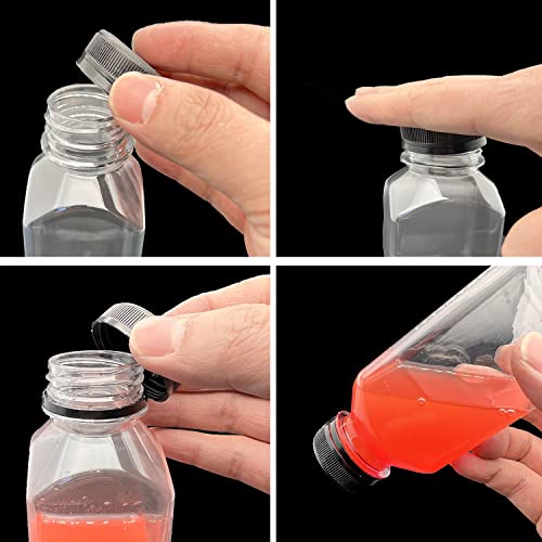 3-Pack 8 Ounce Reusable Plastic Juice Bottles with Black Lids