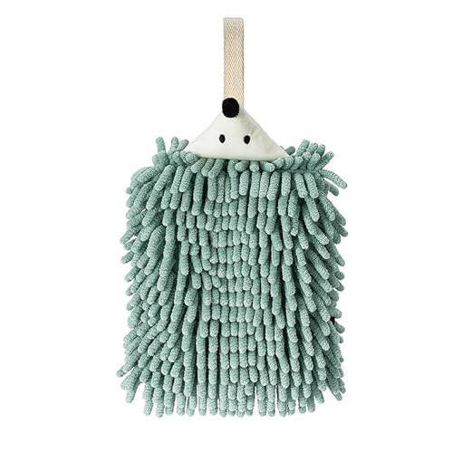 Cute Hedgehog Chenille Hand Towel with Hanging Loop - Quick Dry & Absorbent