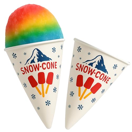 6 oz Leakproof Paper Snow Cone Cups - 100 Count for Shaved Ice