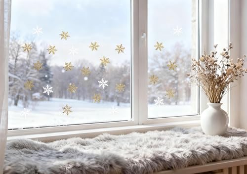 Christmas Snowflake Confetti 300Pcs 2cm Glitter Snowflake Sequins for Craft Wedding Holiday Decor - Gold