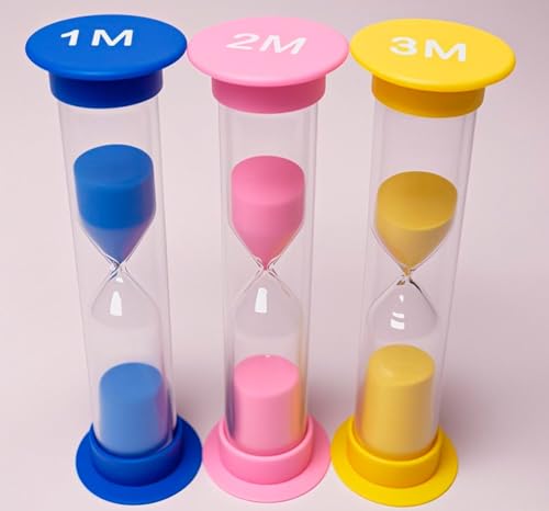 AINTE 3-Pack Colorful Small Hourglass Timers for Kids & Classroom - 1Min/2Min/3Min