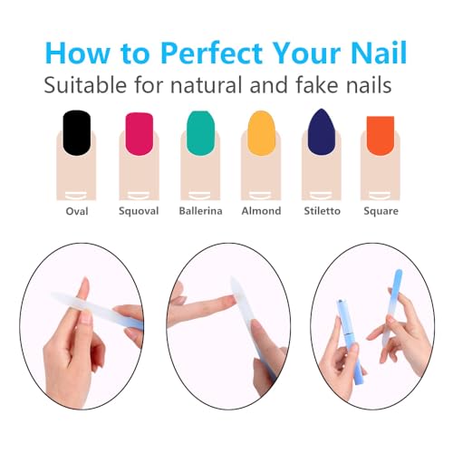Glass Nail Files 3 Pack with Cases Professional Double Sided Crystal