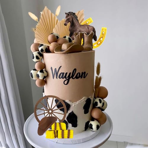 Cowboy Cake Topper Set for Western Horse Birthday Cake Decorations