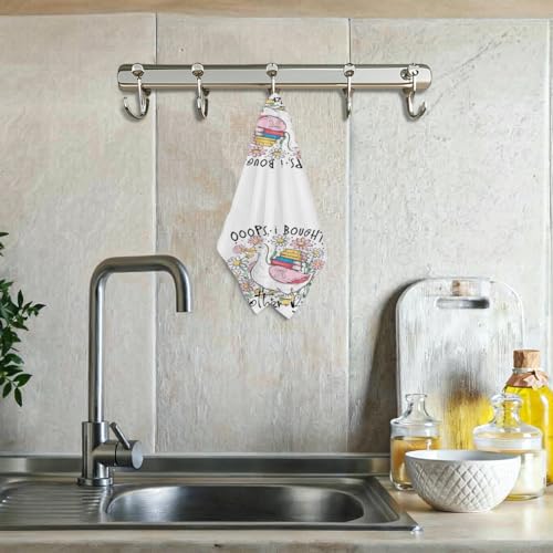 Premium Waffle-Weave Microfiber Kitchen Towels - Cute Goose Design