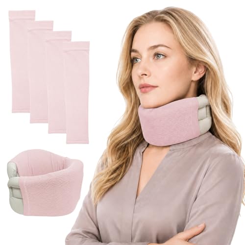 4 Pcs Breathable Cervical Neck Brace Covers - Soft Pink Support Sleeves