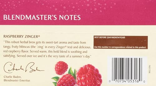Celestial Seasonings Raspberry Zinger Herbal Tea, 20 Count (Pack of 6)
