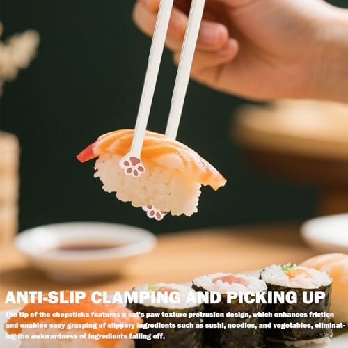 Adorable Cat Paw Chopsticks - 5 Pairs, Non-Slip & Reusable