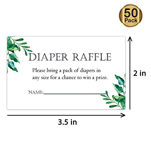 50 Pack Greenery Diaper Raffle Tickets for Baby Showers