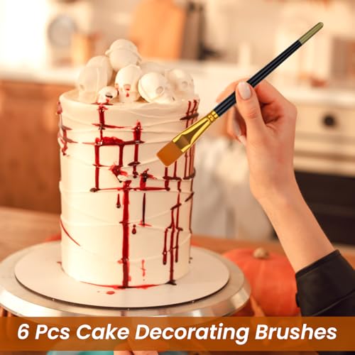 Simarro Cake Painting Brushes Set - 6 Pcs Soft Nylon Food Decorating Tools