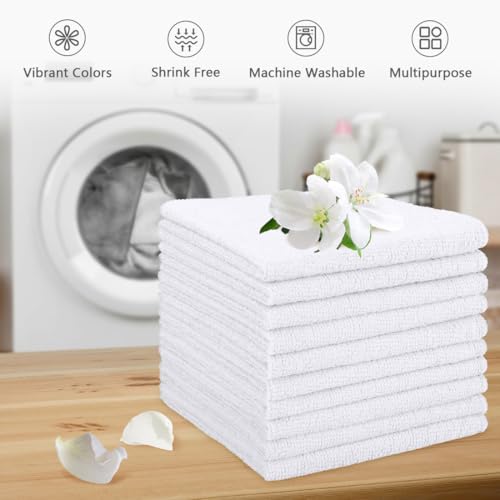 Orighty Microfiber Washcloths 5 Pack 12x12 Inch White Face Towels