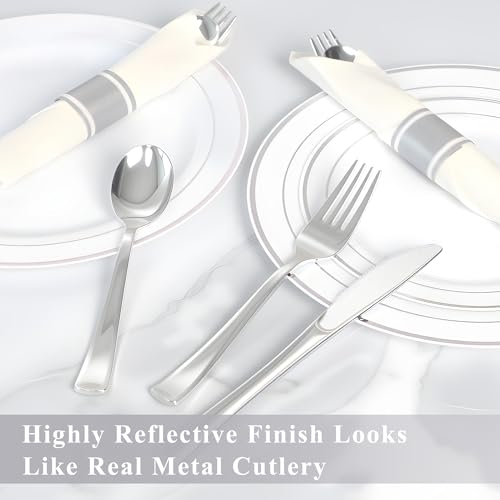 White and Silver Disposable Cutlery & Napkin Set for 200 Guests