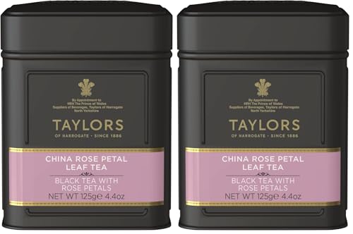Taylors of Harrogate China Rose Petal Loose Leaf Tea - 4.41 oz Tin (Pack of 2)